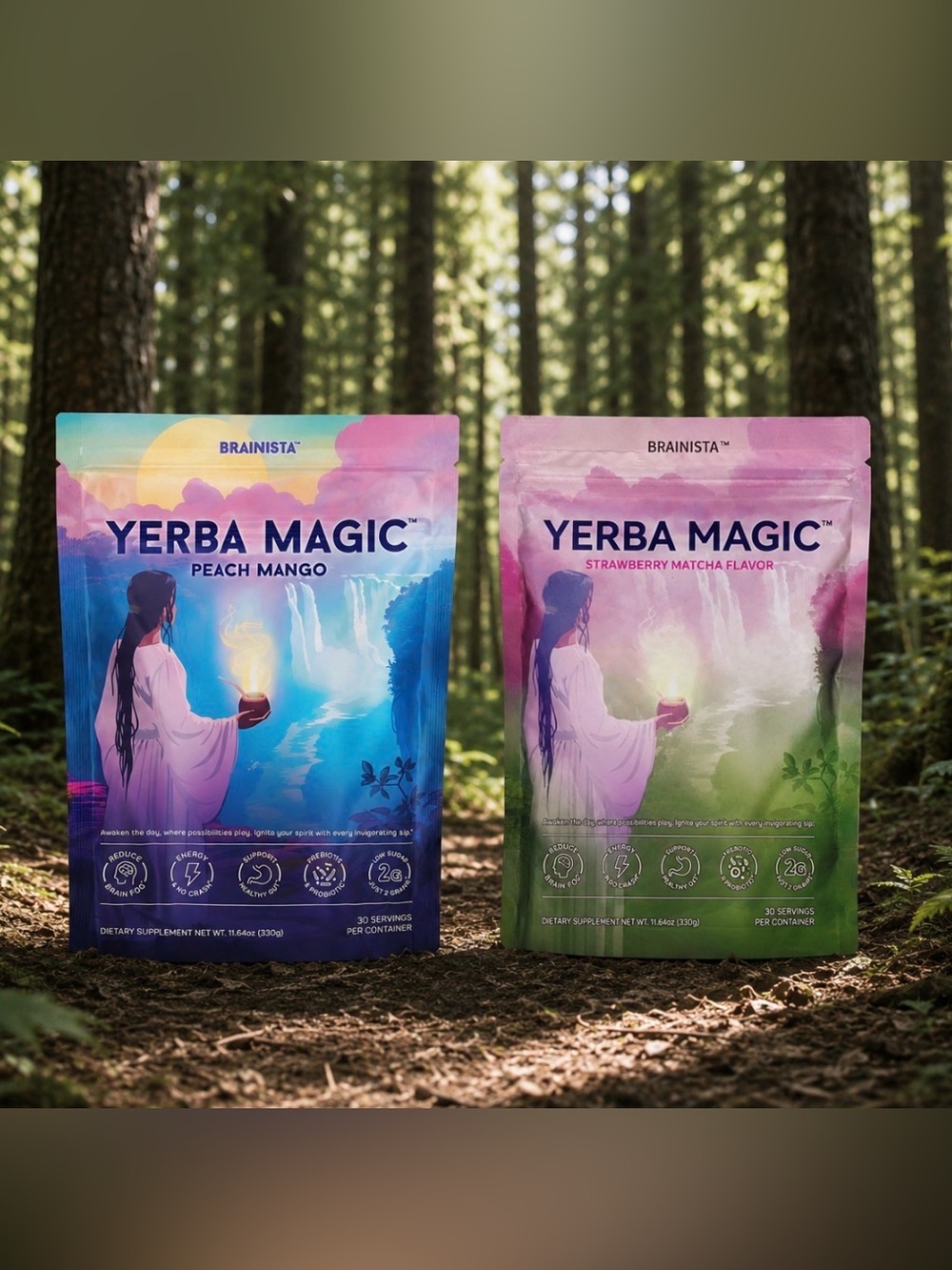 Yerba Magic Peach Mango and Strawberry Macha Blue & Pink Pack